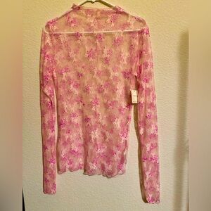 FREE PEOPLE PINK SHEER FLORAL LONG-SLEEVE TOP💕